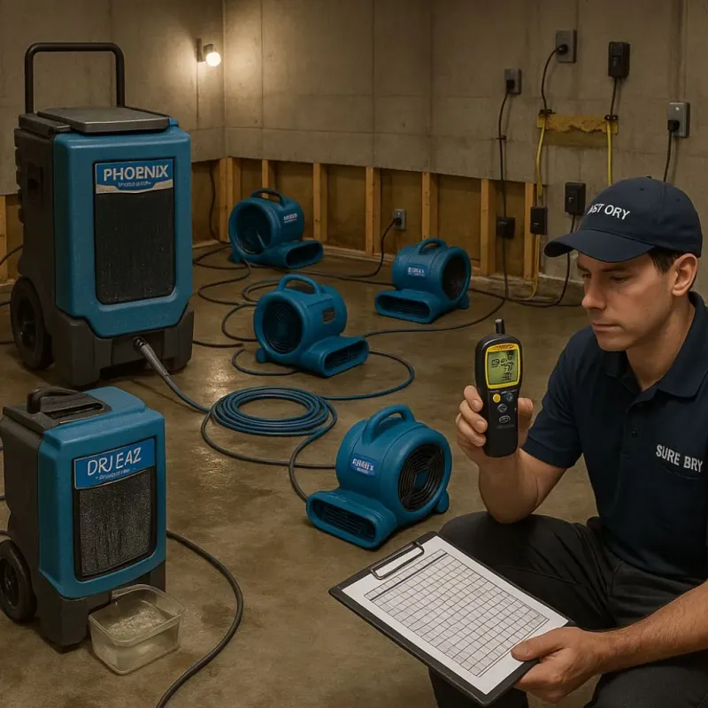 Structural Drying and Dehumidification process in Maysville, GA